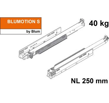 MOVENTO mit BLUMOTION S, Vollauszug für Holzschubkasten, 40 kg, NL=250mm, ohne Kupplungen, für Blumotion, 760H2500S